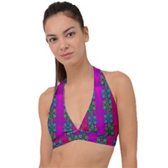 Flowers In A Rainbow Liana Forest Festive Halter Plunge Bikini Top