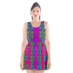 Flowers In A Rainbow Liana Forest Festive Scoop Neck Skater Dress by pepitasart