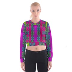 Flowers In A Rainbow Liana Forest Festive Cropped Sweatshirt