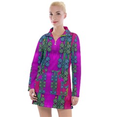 Flowers In A Rainbow Liana Forest Festive Women s Long Sleeve Casual Dress