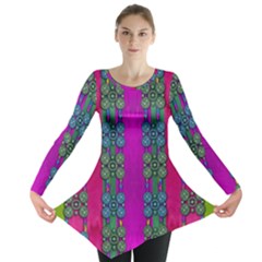 Flowers In A Rainbow Liana Forest Festive Long Sleeve Tunic 