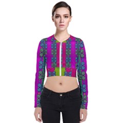 Flowers In A Rainbow Liana Forest Festive Long Sleeve Zip Up Bomber Jacket