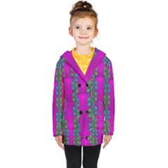 Flowers In A Rainbow Liana Forest Festive Kids  Double Breasted Button Coat