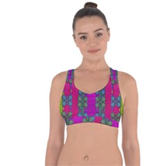 Flowers In A Rainbow Liana Forest Festive Cross String Back Sports Bra by pepitasart