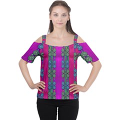 Flowers In A Rainbow Liana Forest Festive Cutout Shoulder Tee