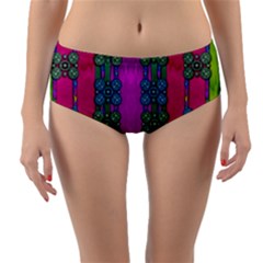 Flowers In A Rainbow Liana Forest Festive Reversible Mid-waist Bikini Bottoms