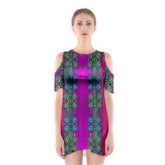 Flowers In A Rainbow Liana Forest Festive Shoulder Cutout One Piece Dress