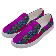 Flowers In A Rainbow Liana Forest Festive Men s Canvas Slip Ons by pepitasart