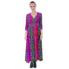 Flowers In A Rainbow Liana Forest Festive Button Up Maxi Dress