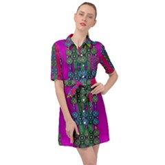 Flowers In A Rainbow Liana Forest Festive Belted Shirt Dress