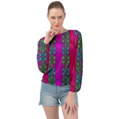 Flowers In A Rainbow Liana Forest Festive Banded Bottom Chiffon Top