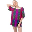 Flowers In A Rainbow Liana Forest Festive Oversized Chiffon Top View1