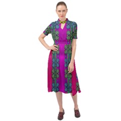 Flowers In A Rainbow Liana Forest Festive Keyhole Neckline Chiffon Dress