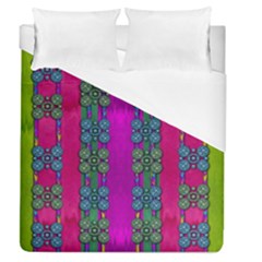 Flowers In A Rainbow Liana Forest Festive Duvet Cover (queen Size) by pepitasart