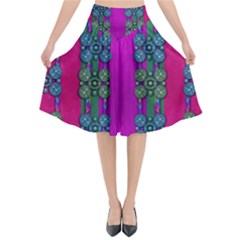 Flowers In A Rainbow Liana Forest Festive Flared Midi Skirt