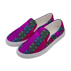 Flowers In A Rainbow Liana Forest Festive Women s Canvas Slip Ons by pepitasart