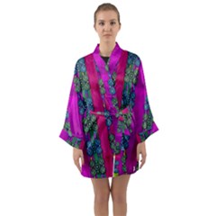 Flowers In A Rainbow Liana Forest Festive Long Sleeve Satin Kimono