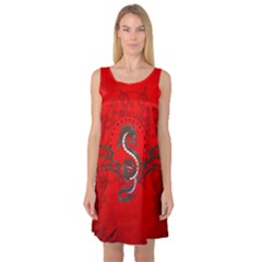 Chinese Dragon On Vintage Background Sleeveless Satin Nightdress by FantasyWorld7