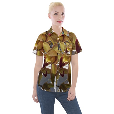 Orchids  1 1 Women s Short Sleeve Pocket Shirt by bestdesignintheworld