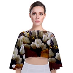 Tulips 1 3 Tie Back Butterfly Sleeve Chiffon Top by bestdesignintheworld