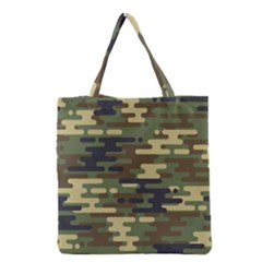 Curve Shape Seamless Camouflage Pattern Grocery Tote Bag by Vaneshart