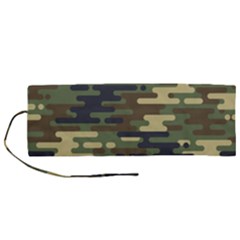 Curve Shape Seamless Camouflage Pattern Roll Up Canvas Pencil Holder (m) by Vaneshart