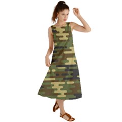 Curve Shape Seamless Camouflage Pattern Summer Maxi Dress by Vaneshart