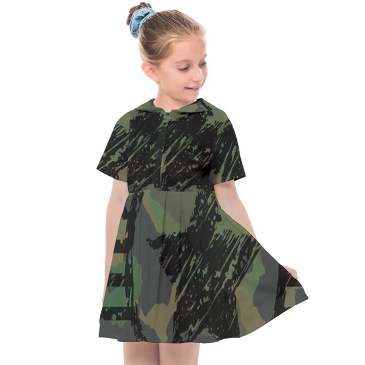 Military Camouflage Design Kids  Sailor Dress