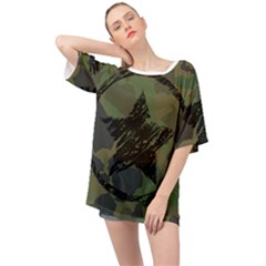 Military Camouflage Design Oversized Chiffon Top by Vaneshart