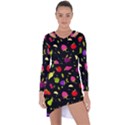 Vector Seamless Summer Fruits Pattern Colorful Cartoon Background Asymmetric Cut-Out Shift Dress View1