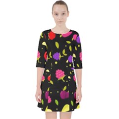 Vector Seamless Summer Fruits Pattern Colorful Cartoon Background Pocket Dress