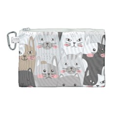Hand Draw Cats Seamless Pattern Canvas Cosmetic Bag (large) by Vaneshart