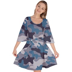 Military Seamless Pattern Velour Kimono Dress