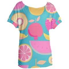 Seamless Pattern With Fruit Vector Illustrations Gift Wrap Design Women s Oversized Tee by Vaneshart