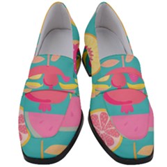 Seamless Pattern With Fruit Vector Illustrations Gift Wrap Design Women s Chunky Heel Loafers