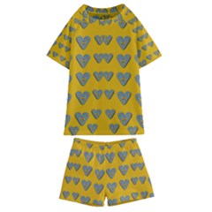 Butterfly Cartoons In Hearts Kids  Swim Tee And Shorts Set