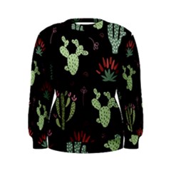 Cartoon African Cactus Seamless Pattern Women s Sweatshirt by Vaneshart