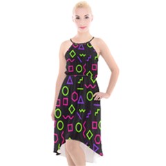 Geometric Seamless Pattern High-low Halter Chiffon Dress  by Vaneshart