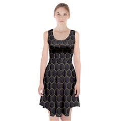 Hexagon Black Background Racerback Midi Dress