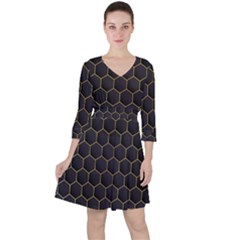 Hexagon Black Background Ruffle Dress by Vaneshart