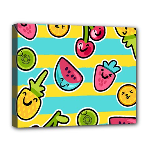 Summer Fruits Patterns Deluxe Canvas 20  X 16  (stretched)