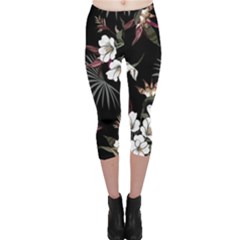 Beautiful Artistic Dark Tropical Pattern Capri Leggings 