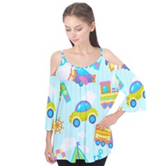 Transport Toy Seamless Pattern Flutter Tees