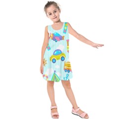 Transport Toy Seamless Pattern Kids  Sleeveless Dress