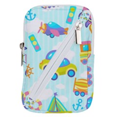 Transport Toy Seamless Pattern Belt Pouch Bag (large)