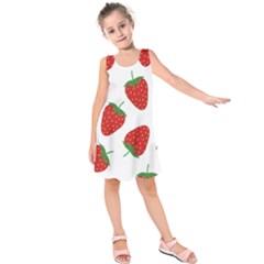 Seamless Pattern Fresh Strawberry Kids  Sleeveless Dress by Vaneshart