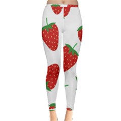 Seamless Pattern Fresh Strawberry Inside Out Leggings by Vaneshart