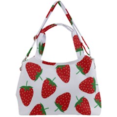 Seamless Pattern Fresh Strawberry Double Compartment Shoulder Bag by Vaneshart