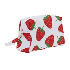 Seamless Pattern Fresh Strawberry Wristlet Pouch Bag (medium) by Vaneshart