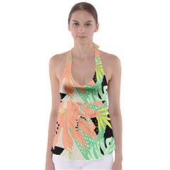 Abstract Seamless Pattern With Tropical Leaves Hand Draw Texture Vector Babydoll Tankini Top by Vaneshart